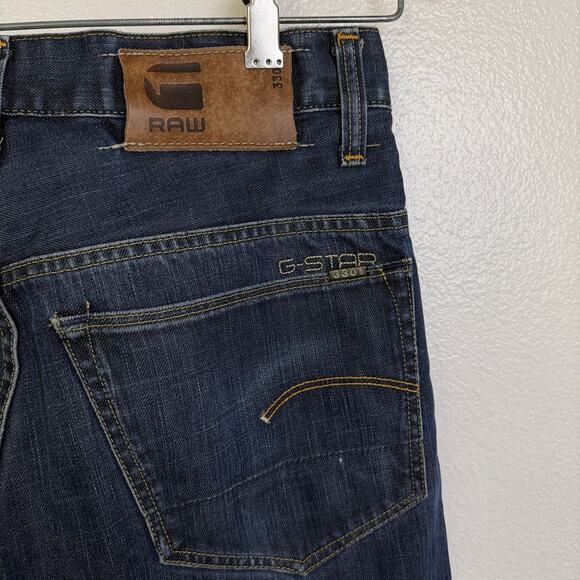 G-Star Raw 3301 Original Jeans Mens Size 30 Blue Straight Leg Button Fly 30x28.5 - Picture 9 of 14